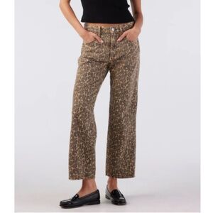 AMO Billie Leopard Print Cropped Fall Denim Jeans, Size 25